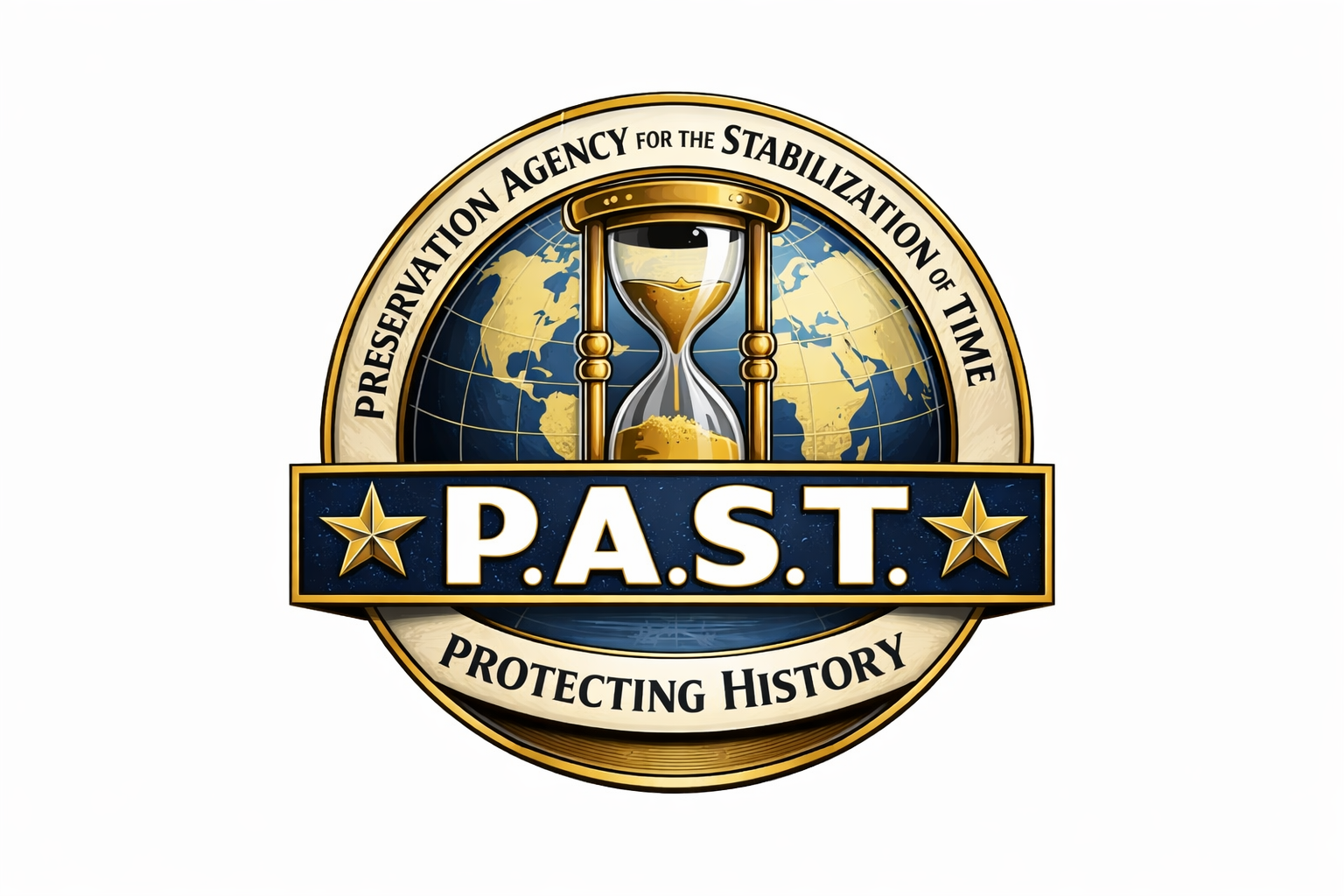 PAST Logo. An hour glass with the PAST text.